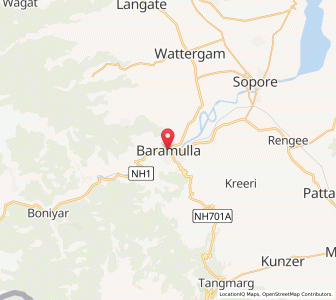 Map of Baramula, Kashmir