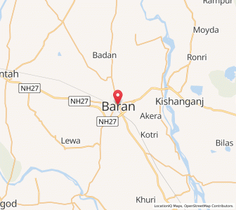 Map of Baran, Rajasthan
