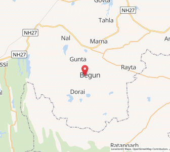 Map of Begun, Rajasthan