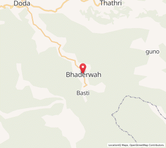 Map of Bhadarwah, Kashmir