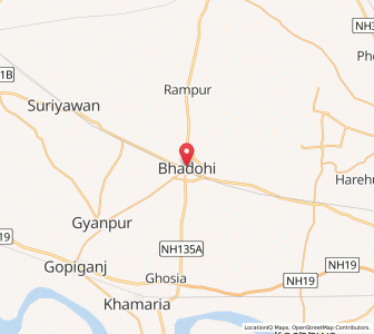 Map of Bhadohi, Uttar Pradesh