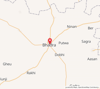 Map of Bhādra, Rajasthan