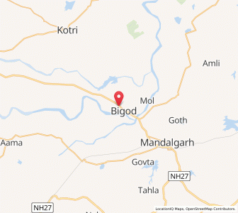 Map of Bigod, Rajasthan