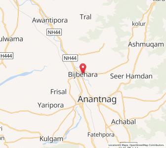 Map of Bijbiara, Kashmir