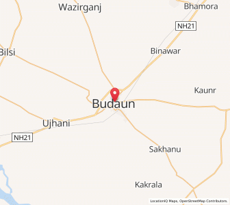 Map of Budaun, Uttar Pradesh