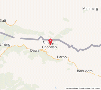 Map of Chorvan, Kashmir