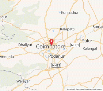Map of Coimbatore, Tamil Nadu