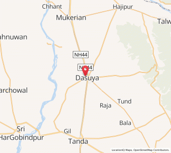 Map of Dasūya, Punjab