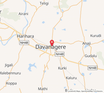 Map of Davangere, Karnataka
