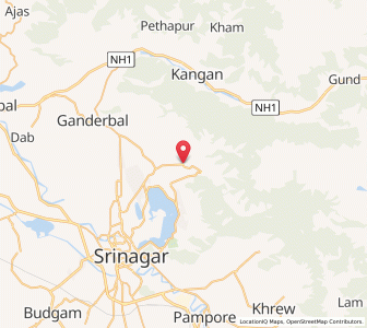 Map of Dhaniahama, Kashmir