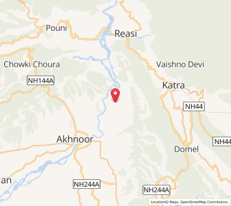 Map of Dhanu, Kashmir