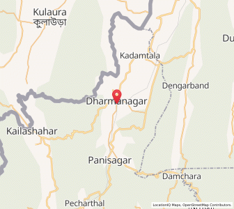 Map of Dharmanagar, Tripura