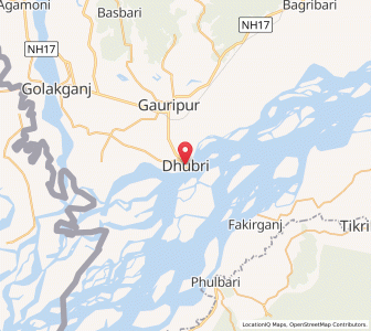 Map of Dhuburi, Assam