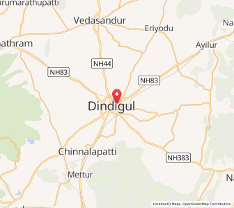 Map of Dindigul, Tamil Nadu