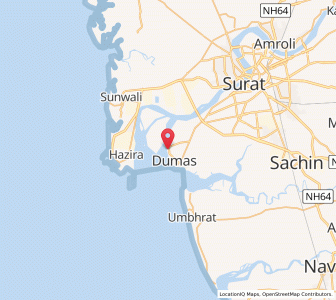 Map of Dumas, Gujarat