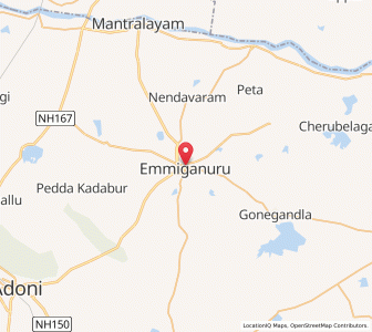 Map of Emmiganuru, Andhra Pradesh