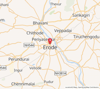 Map of Erode, Tamil Nadu