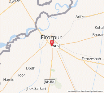 Map of Ferozepore, Punjab