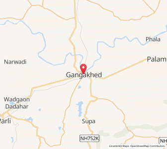 Map of Gangakher, Maharashtra