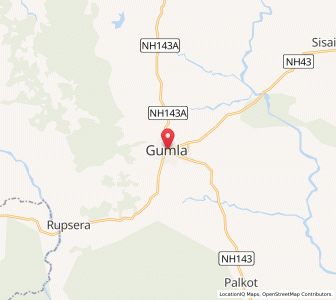 Map of Gumla, Chhattisgarh