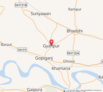 Map of Gyanpur, Uttar Pradesh