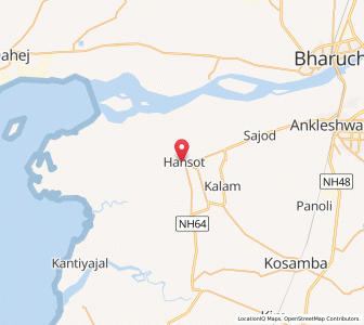 Map of Hansot, Gujarat