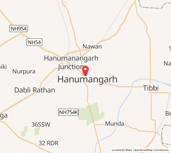 Map of Hanumangarh, Rajasthan