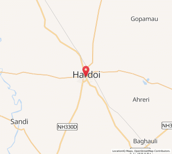 Map of Hardoi, Uttar Pradesh