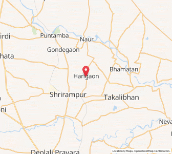 Map of Harigaon, Maharashtra