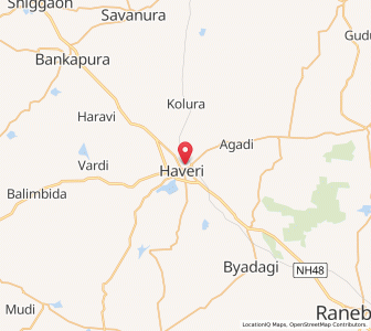 Map of Haveri, Karnataka