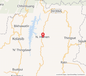 Map of Hhmen, Mizoram