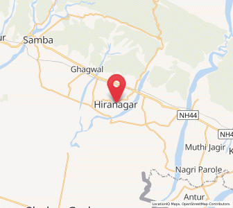 Map of Hiranagar, Kashmir
