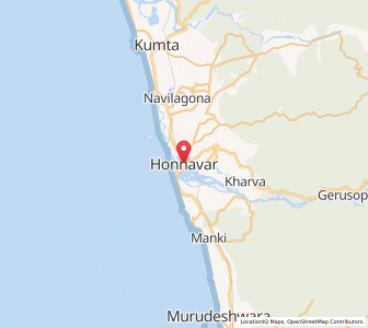 Map of Honavar, Karnataka