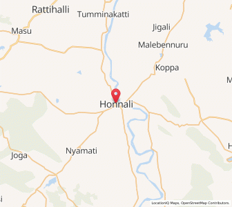 Map of Honnali, Karnataka