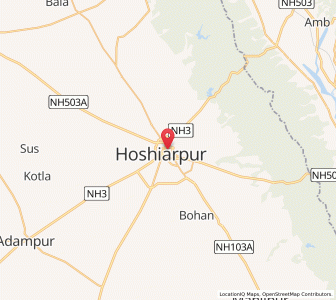 Map of Hoshiarpur, Punjab