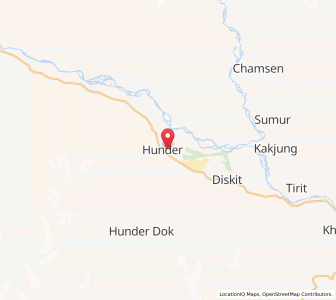 Map of Hundar, Kashmir