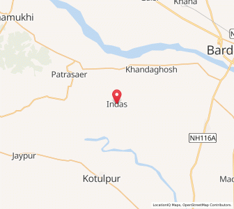 Map of Indas, West Bengal