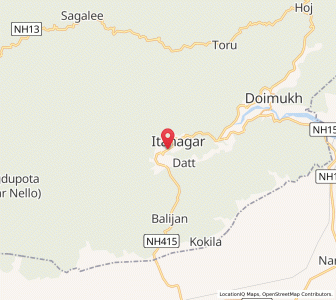 Map of Itanagar, Arunachal Pradesh