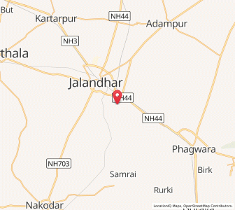 Map of Jalandhar Cantonment, Punjab