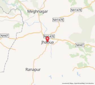 Map of Jhabua, Madhya Pradesh