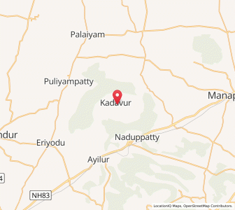 Map of Kadavur, Tamil Nadu