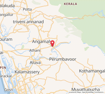Map of Kaladi, Kerala