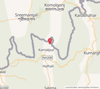 Map of Kamalpur, Tripura