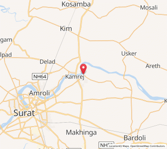 Map of Kamrej, Gujarat