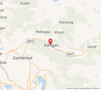 Map of Kangan, Kashmir