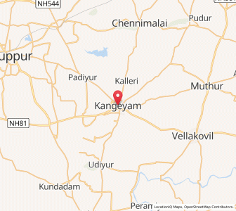 Map of Kangayam, Tamil Nadu
