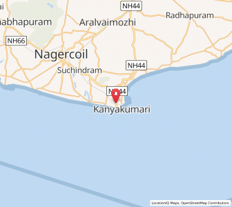 Map of Kanniyakumari, Tamil Nadu
