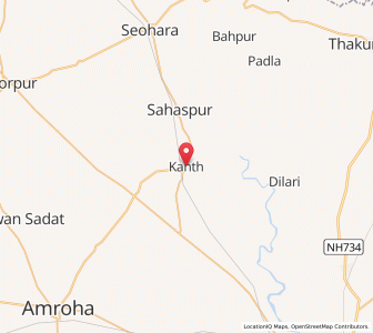 Map of Kanth, Uttar Pradesh
