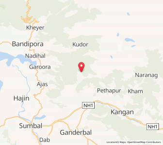 Map of Kanzdor, Kashmir