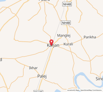 Map of Karjan, Gujarat